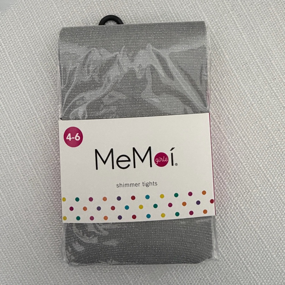 MeMoi Girls Size 4–6 Silver Shimmer Tights New in Package (A298)✨
